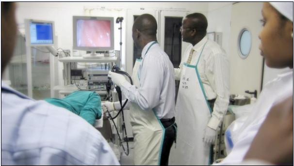 Endoscopic teaching Session at the National Hospital Abuja, Nigeria, 2010.