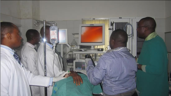 Endoscopic training session at the National Hospital Abuja, Nigeria, 2011