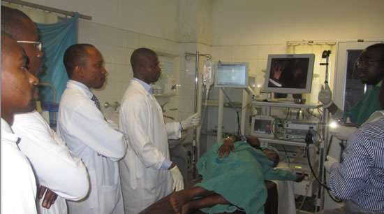 Endoscopic training session at the National Hospital Abuja, Nigeria, 2011