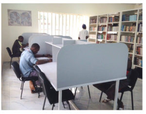 students in the library