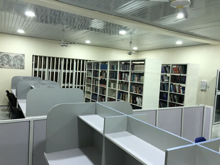 book shelves in the main hall
