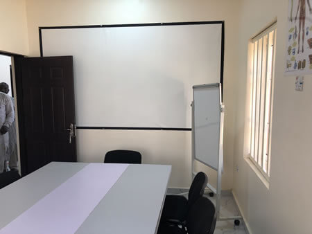 Conference room with projector screen
